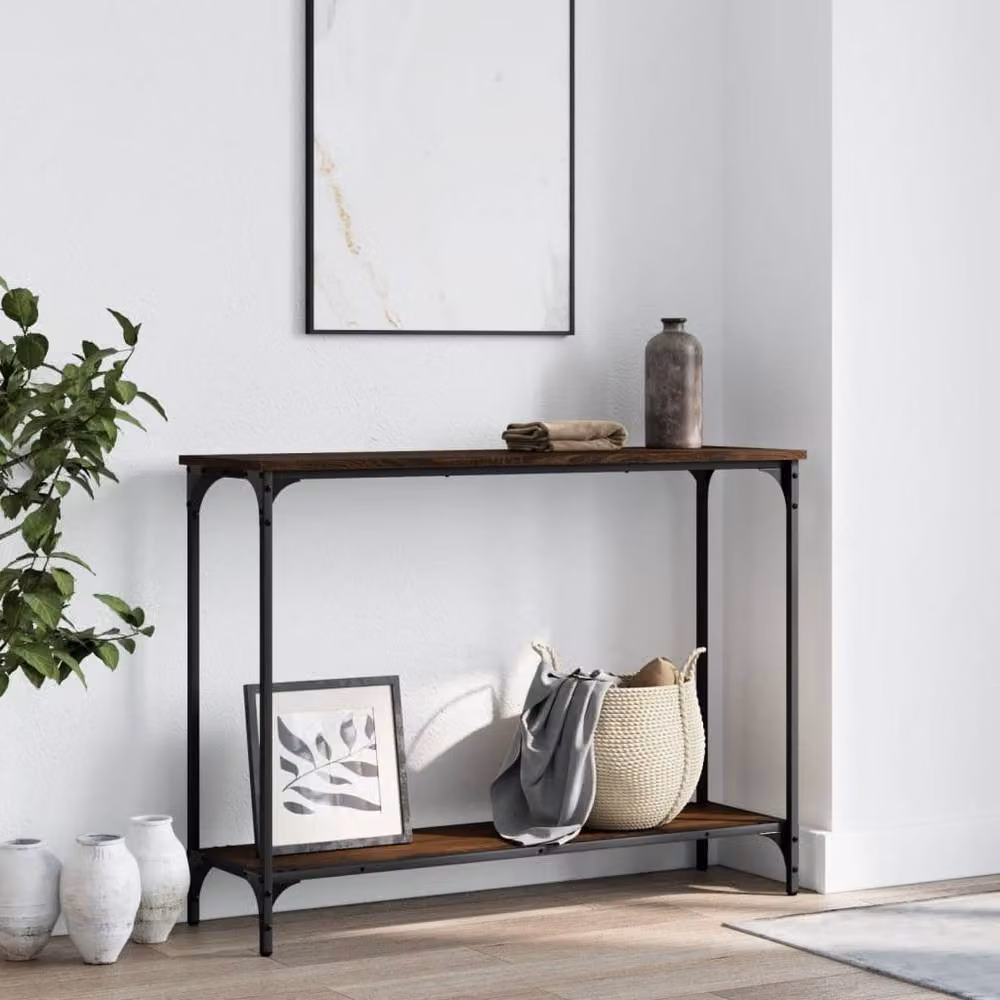 Berkfield Home Industrial Console Table in Brown Oak, W/D/H: 101 x 30.5 x 75 cm – 2