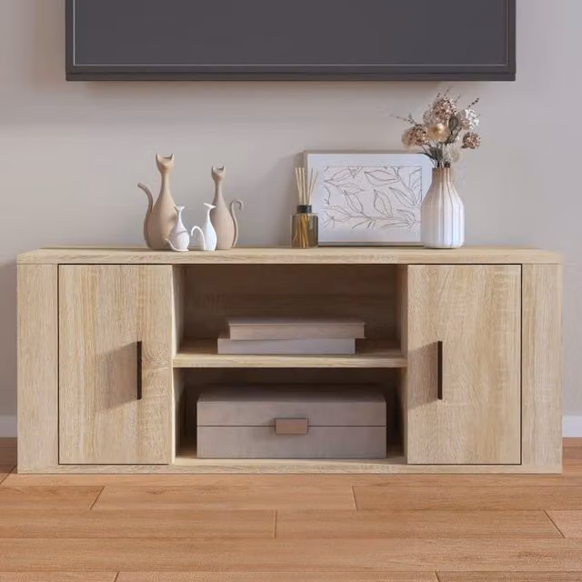 Berkfield Home Modern Sonoma Oak TV Cabinet in Brown, W/D/H: 100 x 35 x 40 cm – 1