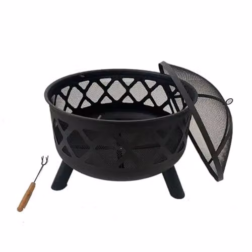 Neo Large Black Outdoor Fire Pit Bowl for Charcoal and Wood Burning – 1