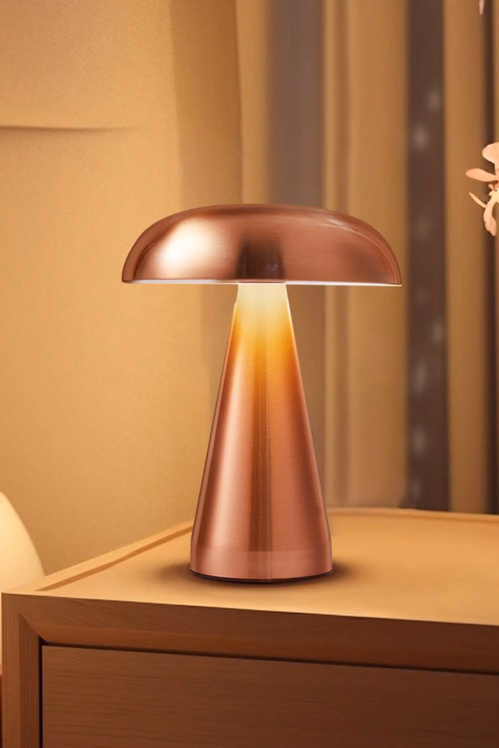 H&O Direct Mushroom Shape Rechargeable Dimmable Table Lamp in Gold/Brass – 4
