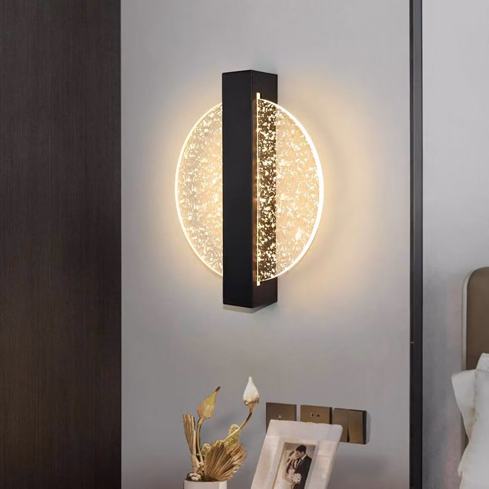 Goeco Modern Round LED Wall Light, 12W, 3000K Warm White, Black and Silver – 2