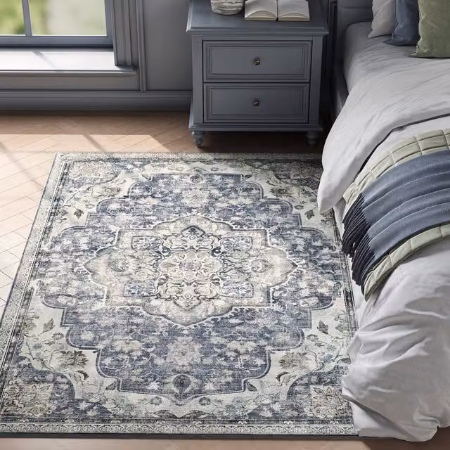 SONGMICS HOME Vintage Oriental Area Rug, Dove Grey, W: 120 cm x D: 170 cm