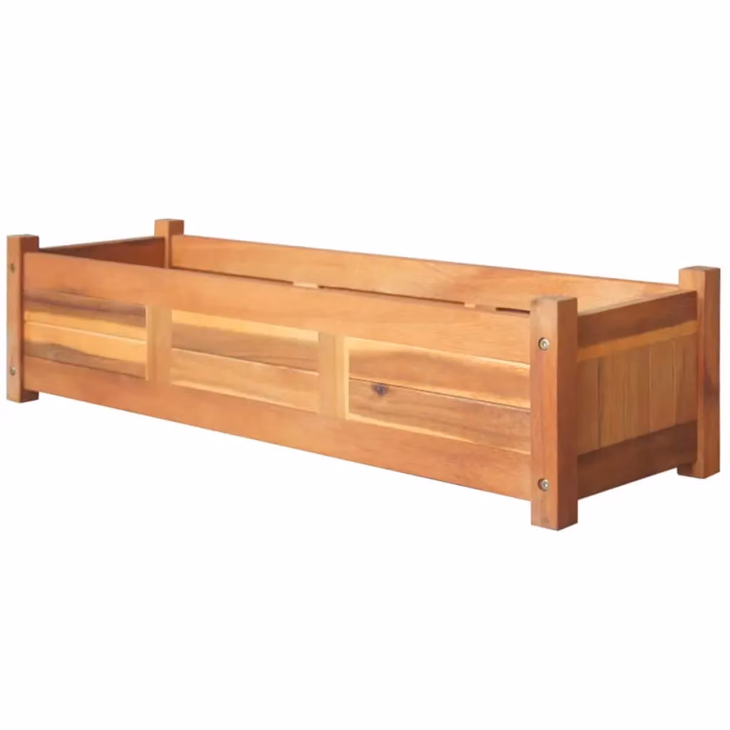 Berkfield Home Garden Acacia Wood Raised Beds, 2 Pieces, Brown, W: 100 cm, D: 30 cm, H: 25 cm – 2