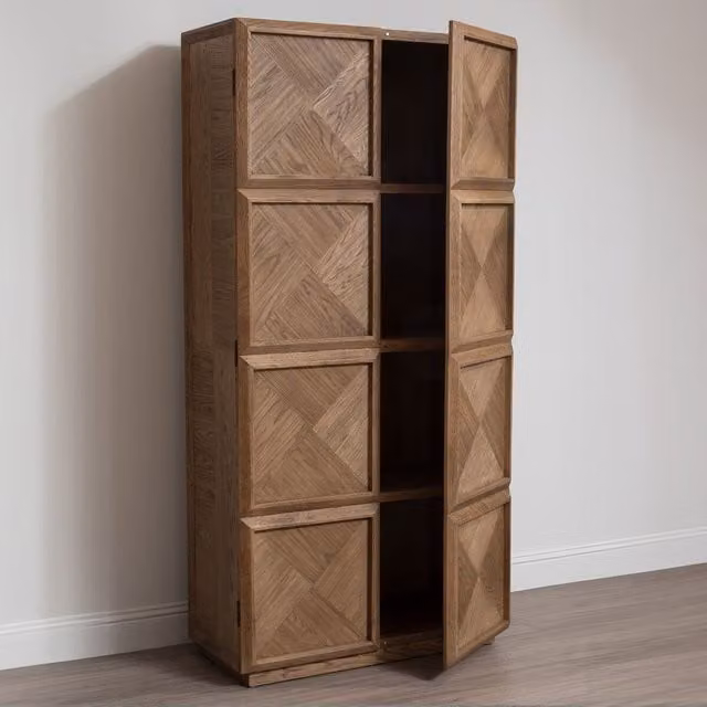 Orsina Solid Wood Storage Cabinet in Brown with Hinged Doors and Internal Shelves – 1