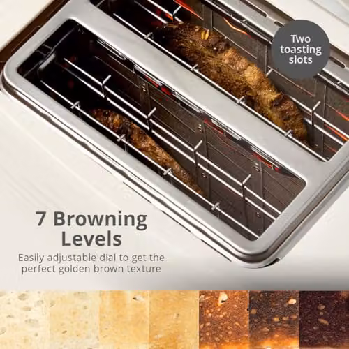 Swan Wave 2-Slice Toaster in Cream with Cable Storage – 3