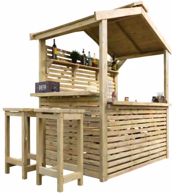 Churnet Valley Garden Furniture Ltd The Buxton Garden Bar in Light Brown, W/D/H: 224 x 111.5 x 233 cm – 1