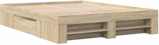 Berkfield Home Durable Bed Frame with Drawers in Sonoma Oak, W/D/H: 160 x 200 x 33 cm