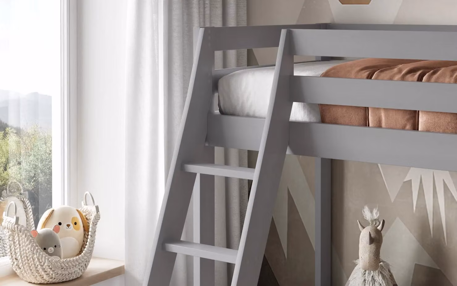 Noomi Nora Solid Wood Triple Bunk Bed in Grey – 3