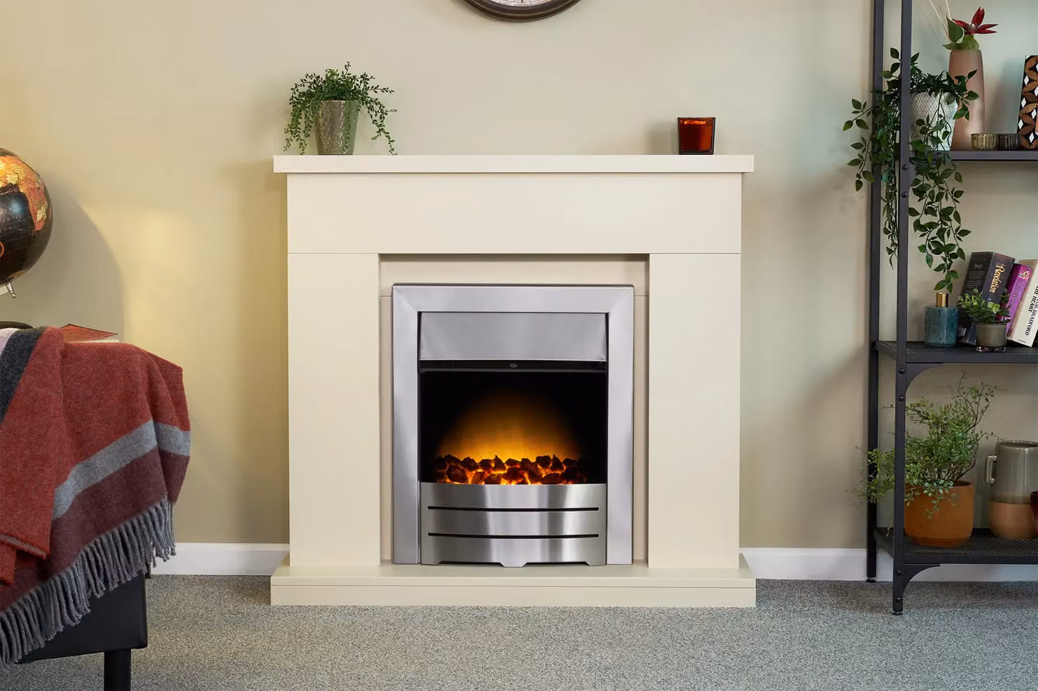 Adam Fires & Fireplaces Lomond Electric Fire in Pure White and Colorado Brushed Steel, 39 Inch, Grey – 2