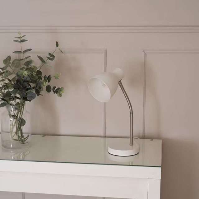 ValueLights White Adjustable Flexi Neck LED Desk Lamp for Reading and Task Lighting – 1