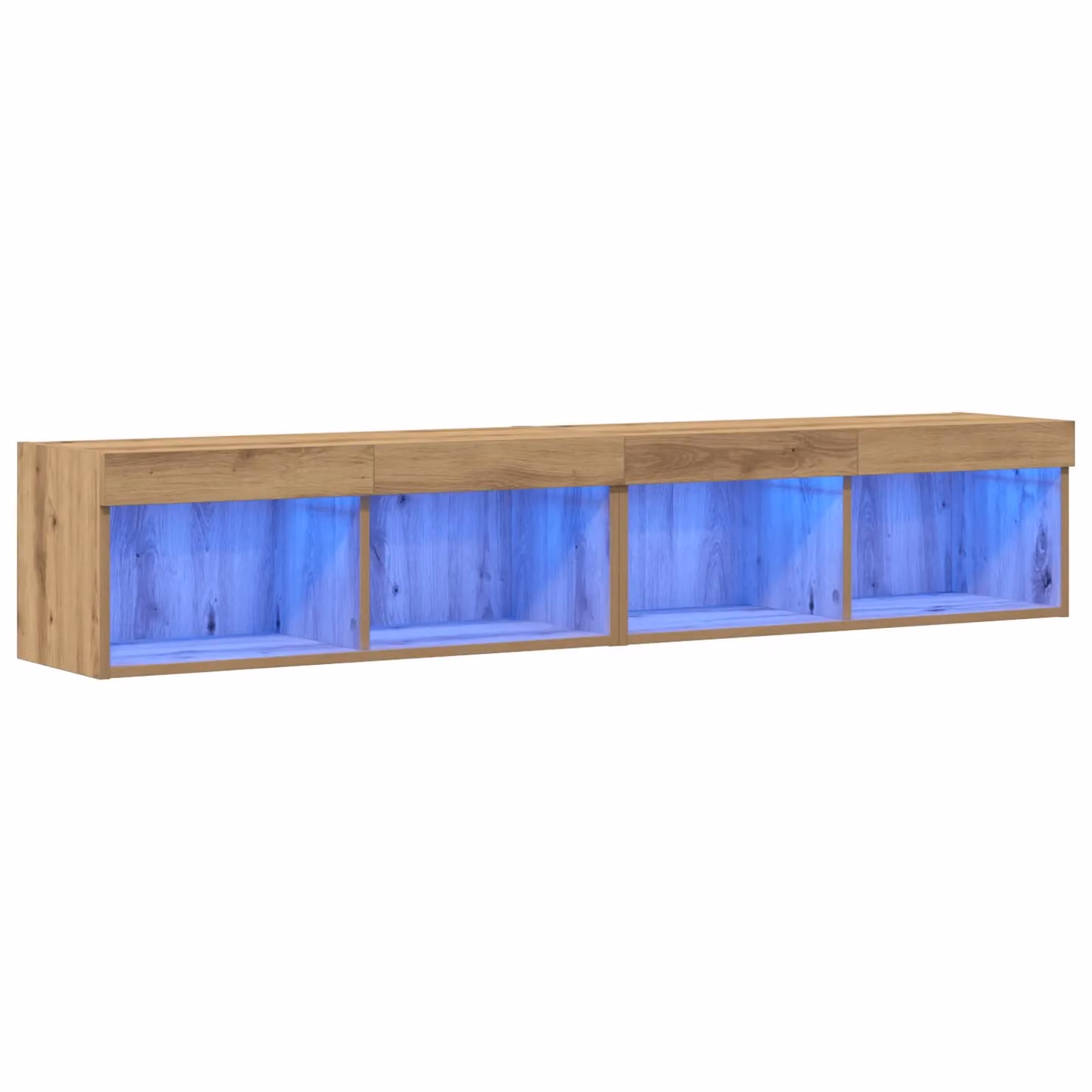 Berkfield Home Set of 2 Artisan Oak TV Wall Cabinets with Integrated LED Lights in Brown, W/D/H: 80 x 30 x 30 cm – 2