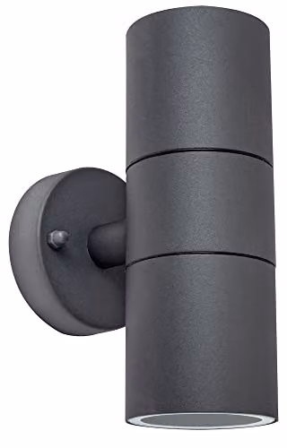Luceco Up and Down Exterior Wall Light, Grey Stainless Steel and Glass, GU10, IP54 Rated – 1