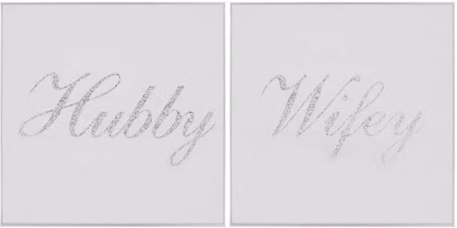 KDMD Silver Hubby and Wifey Coasters, 6 Pack, W/D: 10 x 10 cm