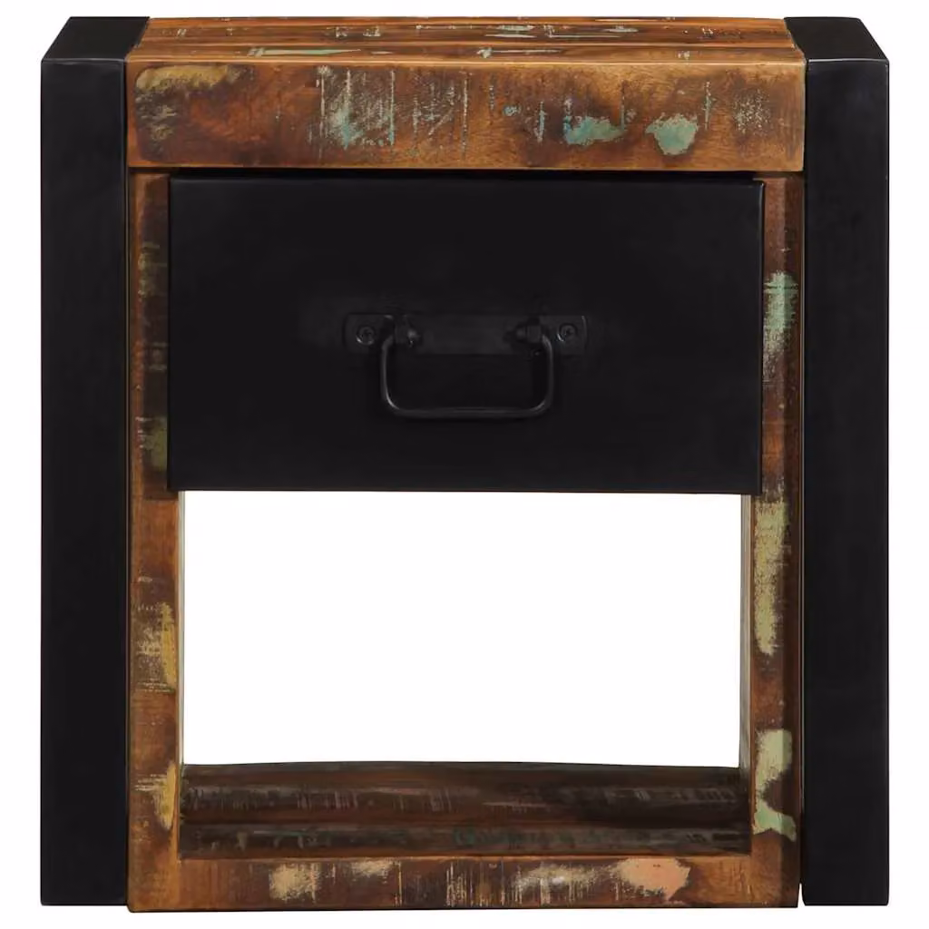 Berkfield Home Set of 2 Multicolour Reclaimed Solid Wood Bedside Cabinets, W/D/H: 40 x 35 x 40 cm – 3