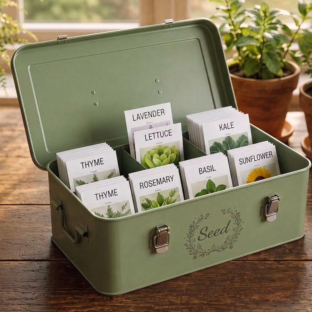Toque Metal Seed Organiser with Lid, Green – 3