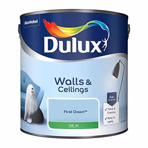 Dulux Silk Emulsion Paint for Walls and Ceilings, First Dawn Blue, 2.5 Litres – 2