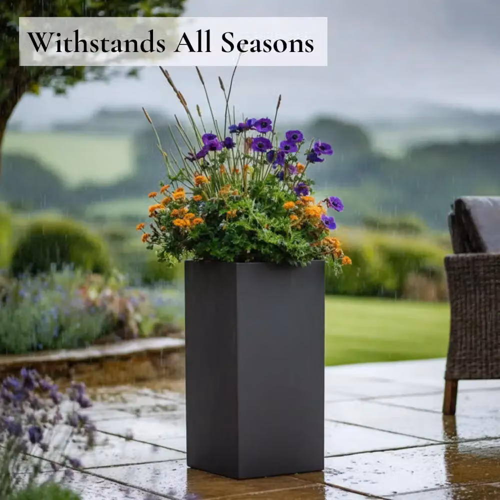 Access Garden Products Tall Square Galvanised Steel Planter in Matte Grey, Height: 100 cm – 3