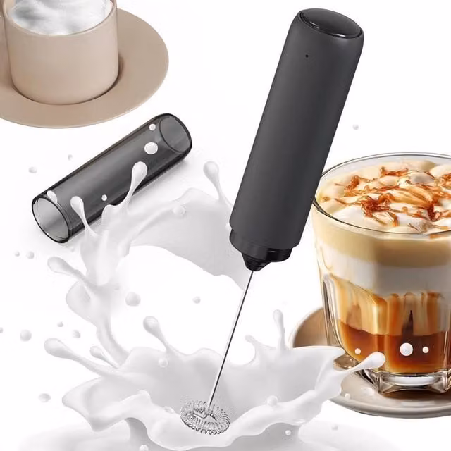 PAWNORA Rechargeable USB Handheld Electric Milk Frother and Egg Beater in Black