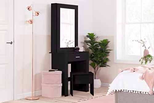 Birlea Evelyn 1 Drawer Sliding Mirror Dressing Table in Black and White – 1