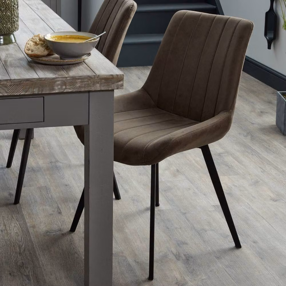 Wyld Haus Montagny Dining Chair in Brown Ribbed Synthetic Leather – 2