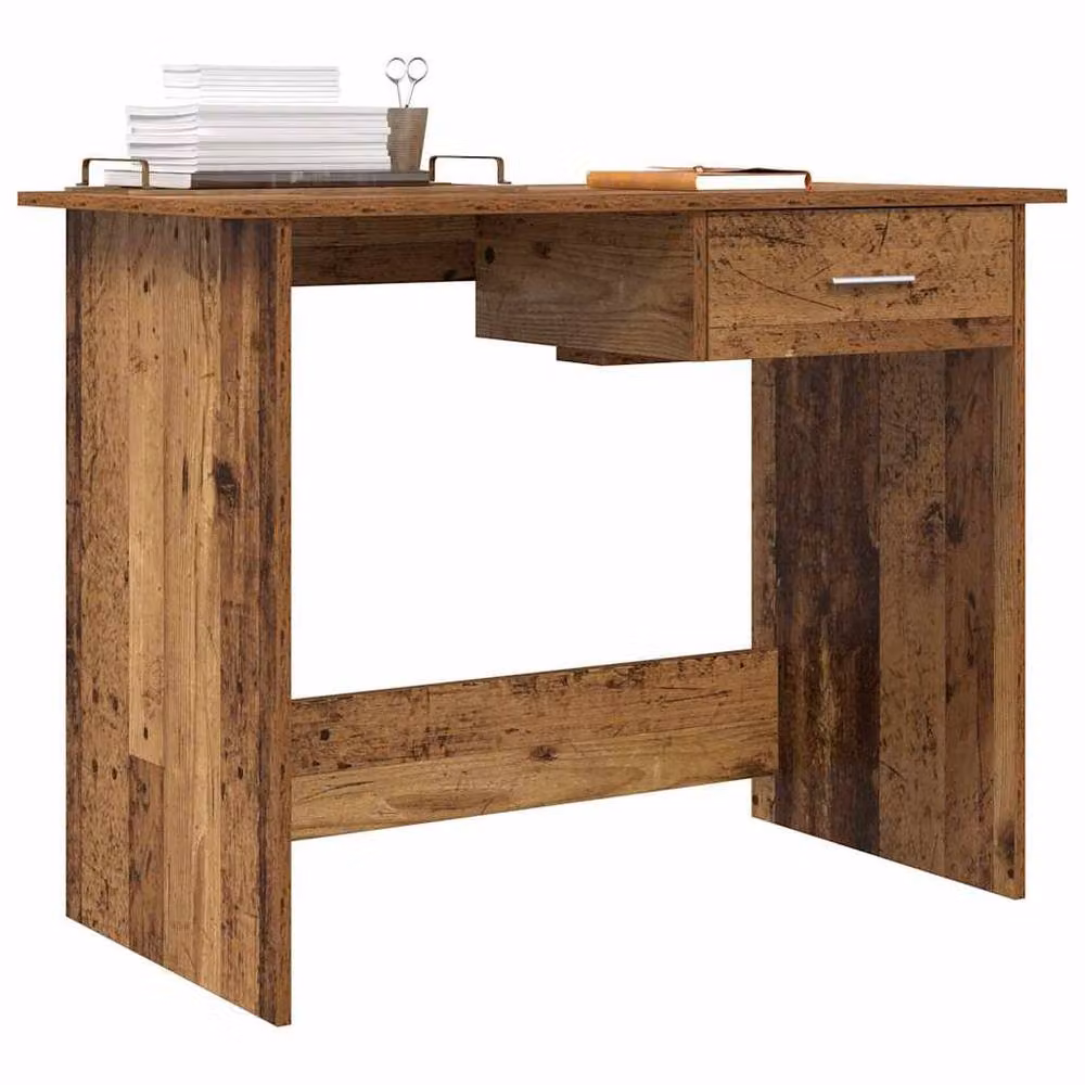 Berkfield Writing Desk in Brown Old Wood, W/D/H: 100 x 50 x 76 cm – 3