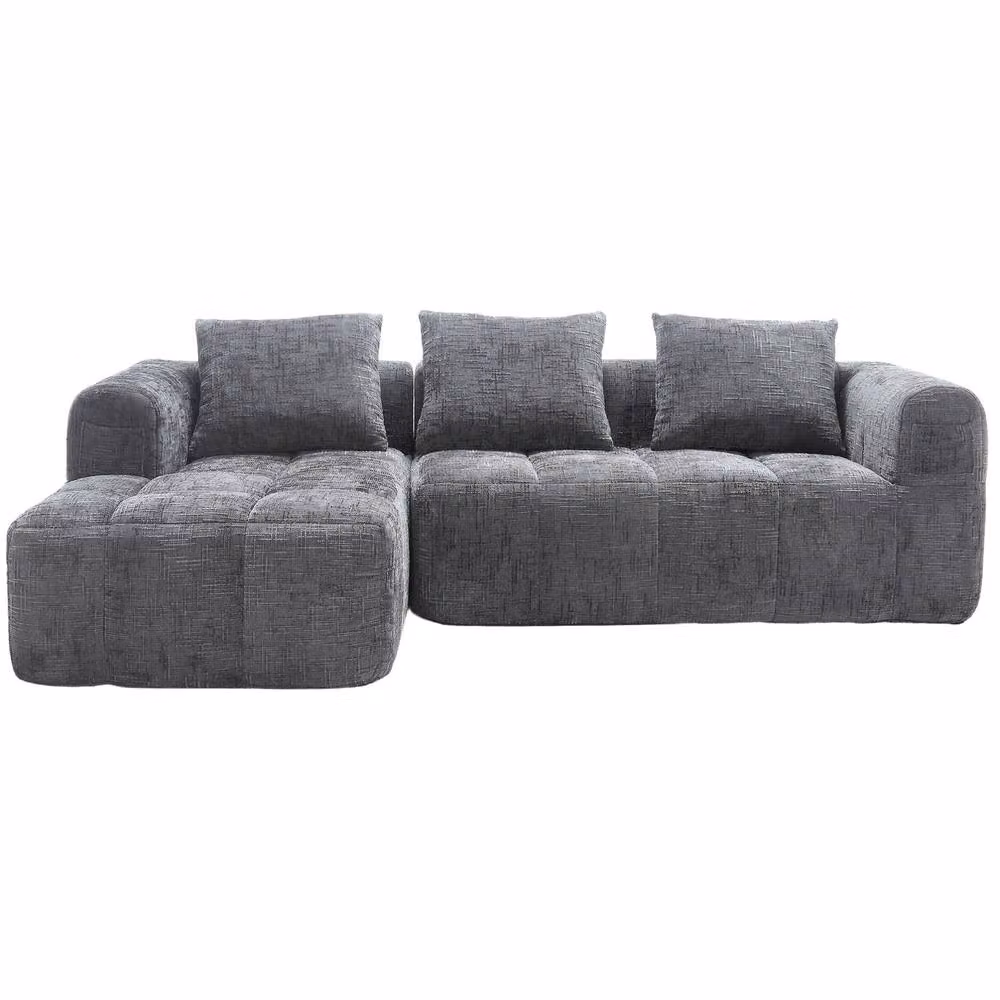 STILVORA Modular L-Shape Sectional Sofa in Grey Fabric with Motorised Seats and Scatter Cushions – 4