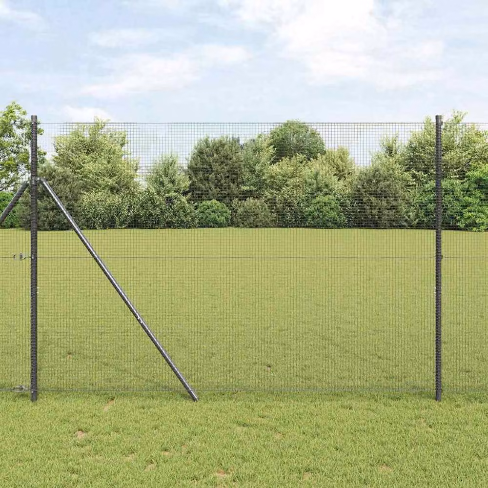 Berkfield Home Modern Welded Wire Fence with 13 Posts, Grey Steel, 1.6 x 25 m – 2