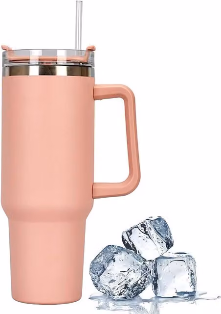 MantraRaj Pink Stainless Steel Tumbler Flask with Straw, 1.2 l