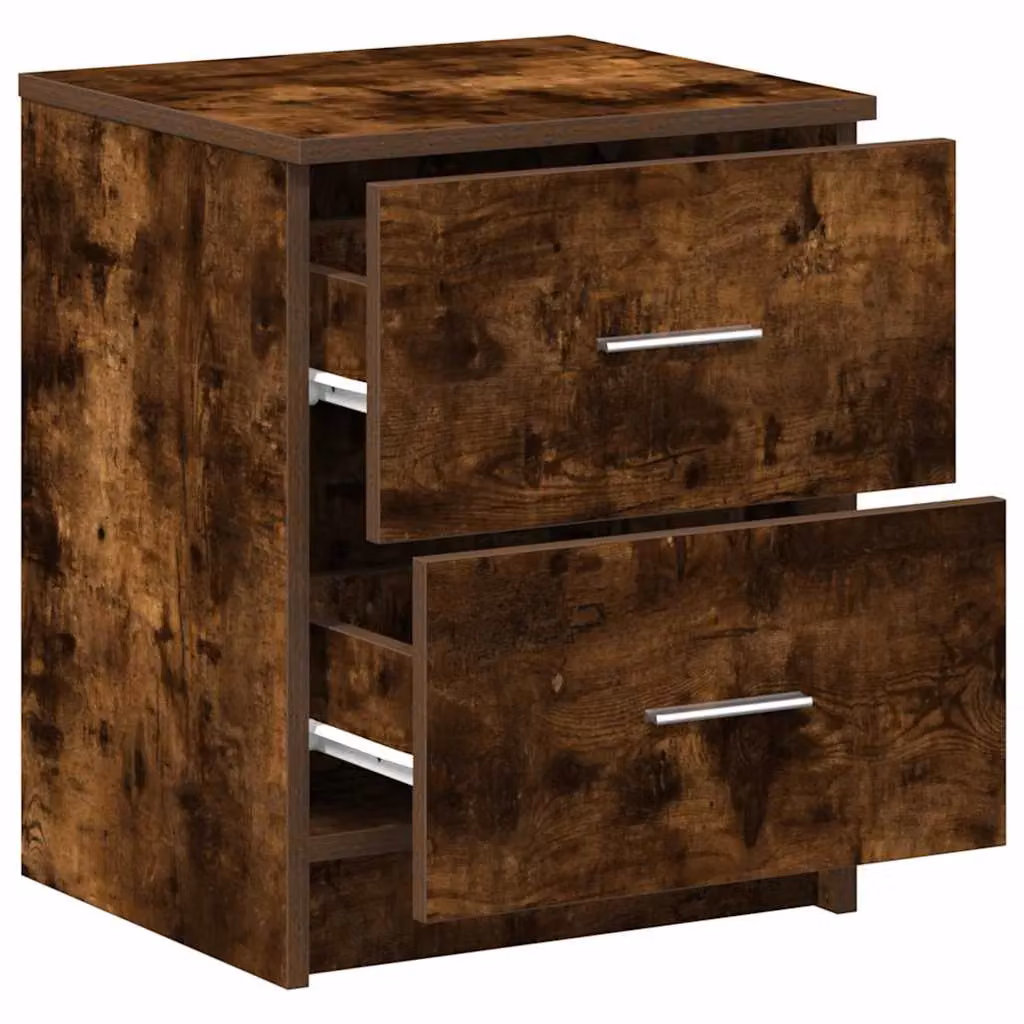 Berkfield Home Set of 2 Bedside Cabinets with 2 Drawers in Smoked Oak and White, W/D/H: 40 x 36 x 50 cm – 3