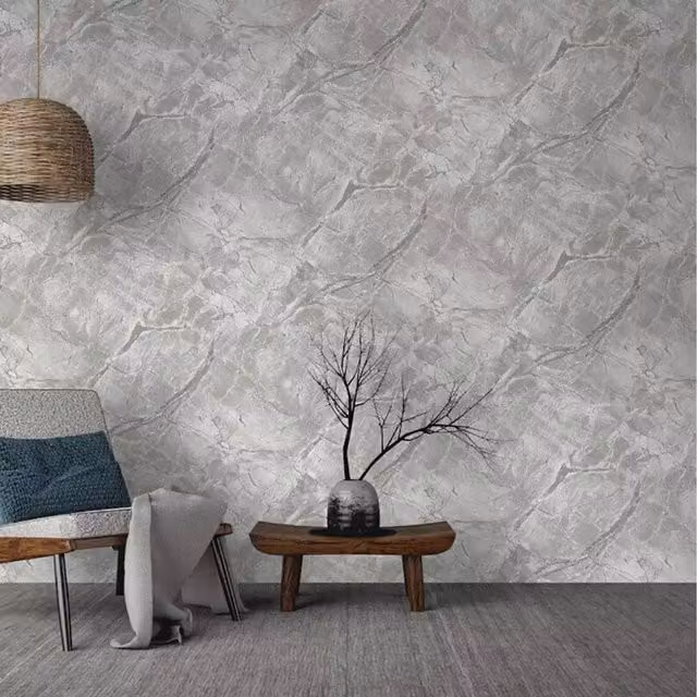 Holden Decor Abstract Modern Silver and Grey Textured Vinyl Wallpaper Roll