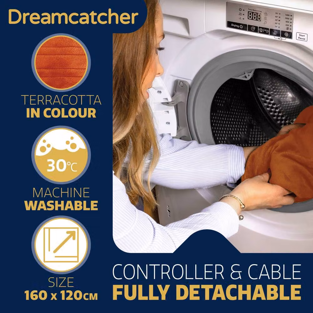Dreamcatcher Terracotta Fleece Electric Heated Double Throw Blanket, W/D/H: 160 x 120 cm – 4