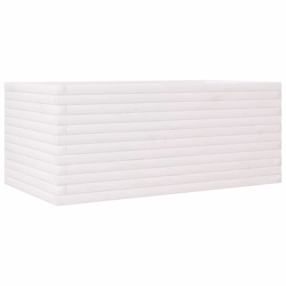 Berkfield Home Decorative Garden Planter, White, Solid Wood, W: 110 cm, D: 60 cm, H: 45.5 cm – 2