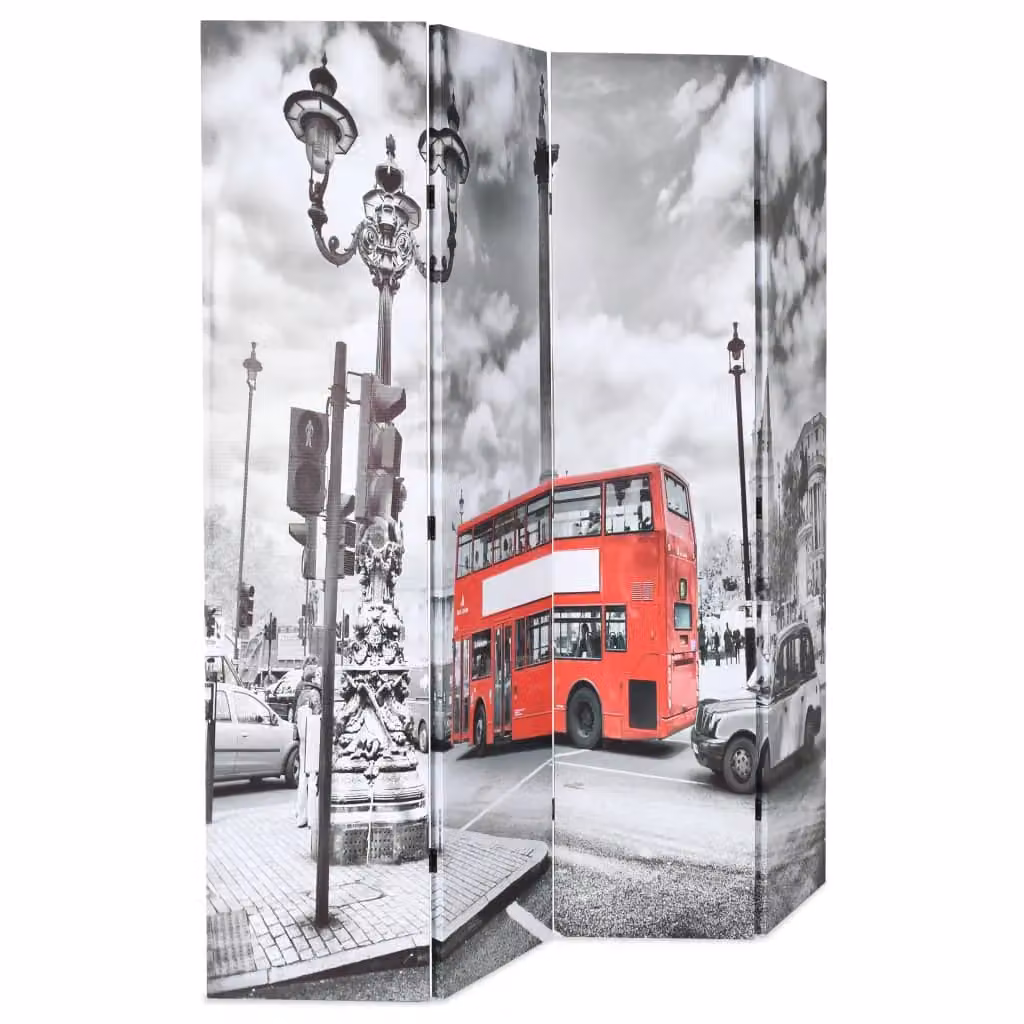 Berkfield Home London Bus Folding Room Divider, Black, White and Red, W: 160 cm, H: 170 cm – 2
