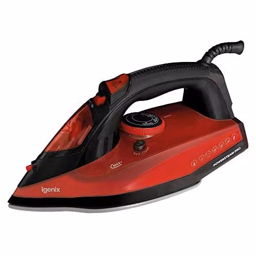 Igenix PowerSteam Vertical Steam Iron with Auto Shut-Off and Anti-Calc Function, Red/Black – 1