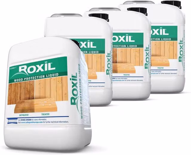 Roxil White Wood Protection Liquid, 5 Litres (Pack of 4)