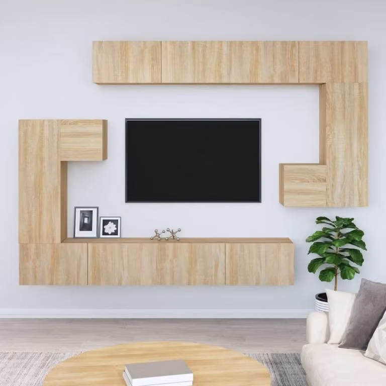 Berkfield Home Classic Wall-mounted TV Cabinet in Sonoma Oak, Light Brown