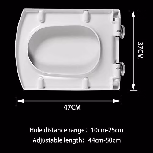 White Durable Slow Close Toilet Seat with Lid Cover, W: 37 cm, D: 44-50 cm – 2