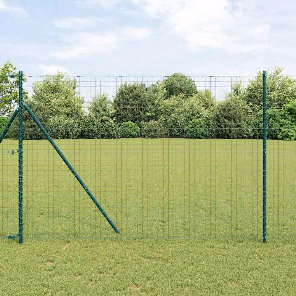 Berkfield Home Green Euro Fence PVC Coated Steel Rectangular Mesh, W: 10 m, H: 1.5 m – 2