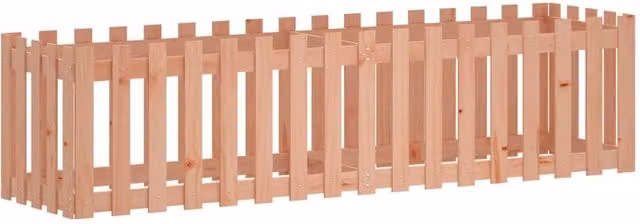 Berkfield Home Garden Raised Bed with Fence Design in Brown Solid Wood, W/D/H: 200 x 50 x 50 cm