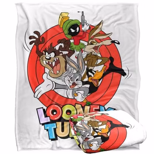 Warner Bros. Looney Tunes Group Characters Silky Touch Super Soft Fleece Throw Blanket, Multicolour, W: 127 cm, D: 152.4 cm