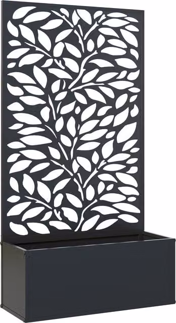 Outsunny Metal Outdoor Planter with Back Trellis in Black