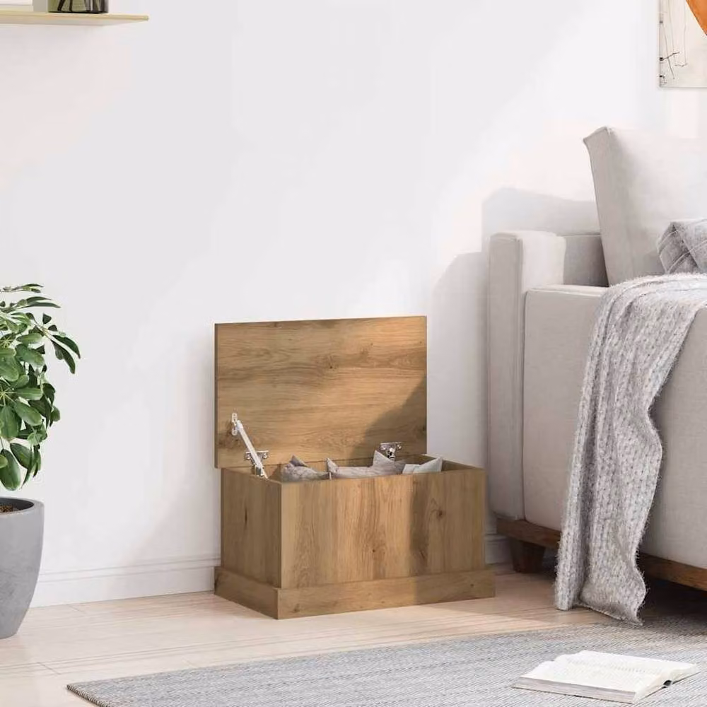 Berkfield Home Artisan Oak Storage Box in Brown, W/D/H: 50 x 30 x 28 cm – 2