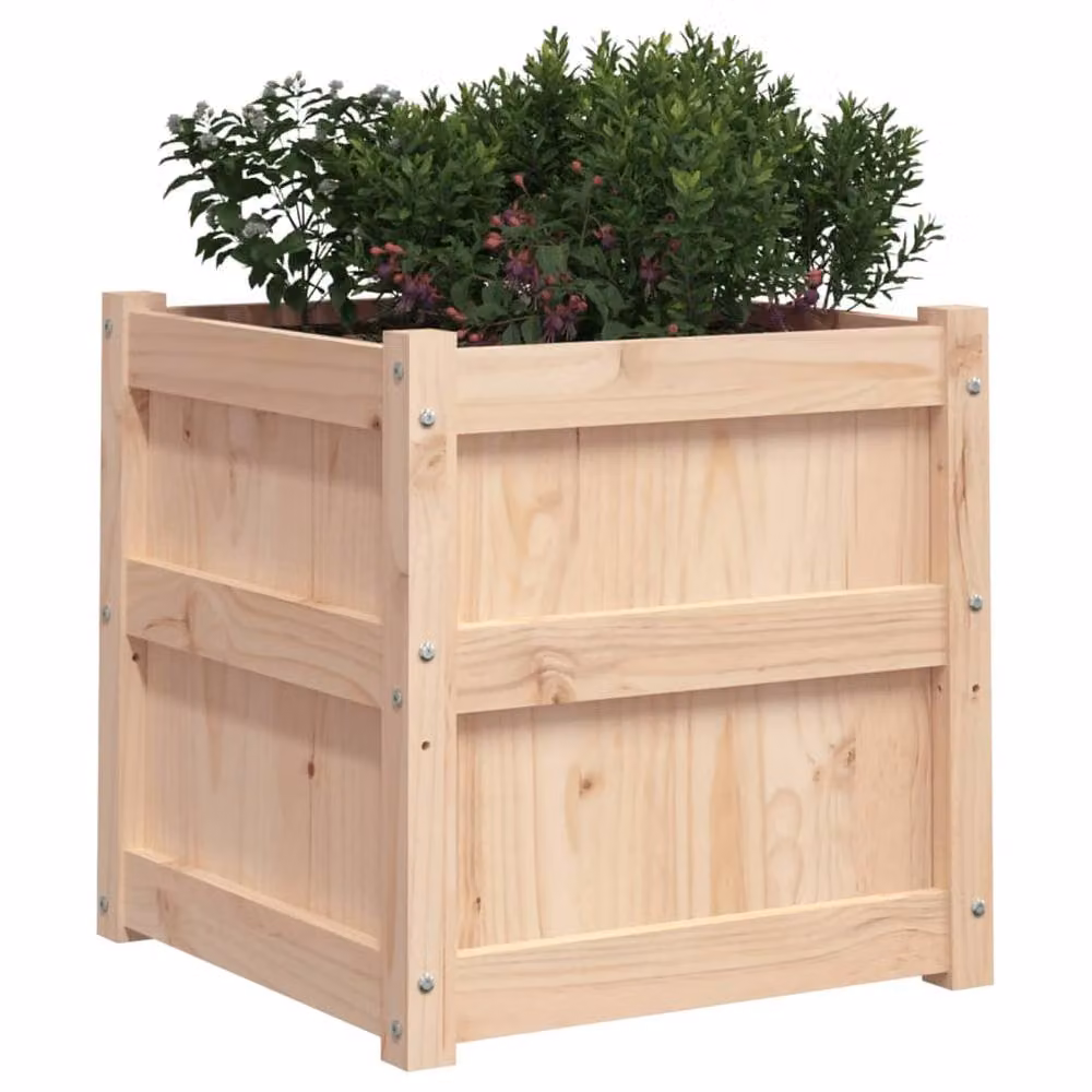 Berkfield Home Garden Solid Wood Pine Planters, 2 Pack, Beige – 3
