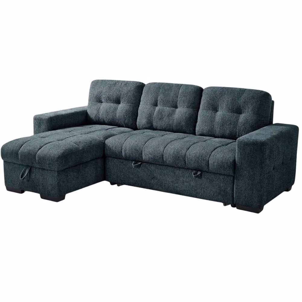Beehive Furniture Porto Reversible L-Shape Corner Sofa Bed in Blue Fabric – 2