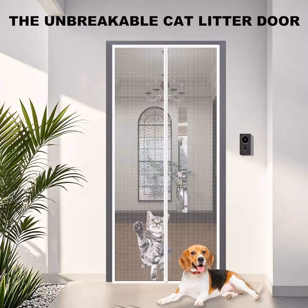FLAVORA Black Magnetic Zip Pet Screen Curtain, W: 100 cm, H: 130 cm – 2