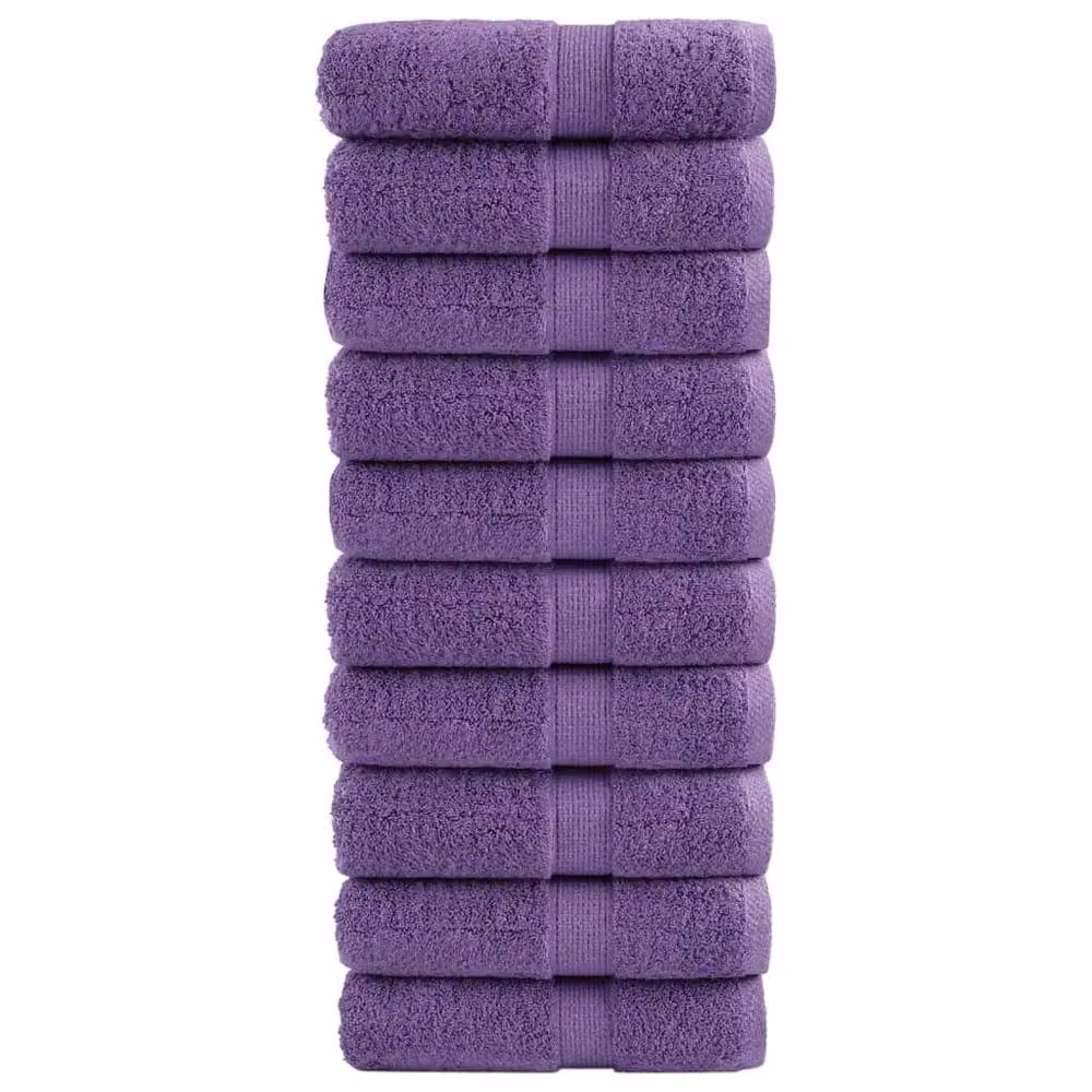 Berkfield Home SOLUND Premium Cotton Soap Towels, Purple, 10 Pack, W/D/H: 30 x 30 cm, 600 gsm – 2