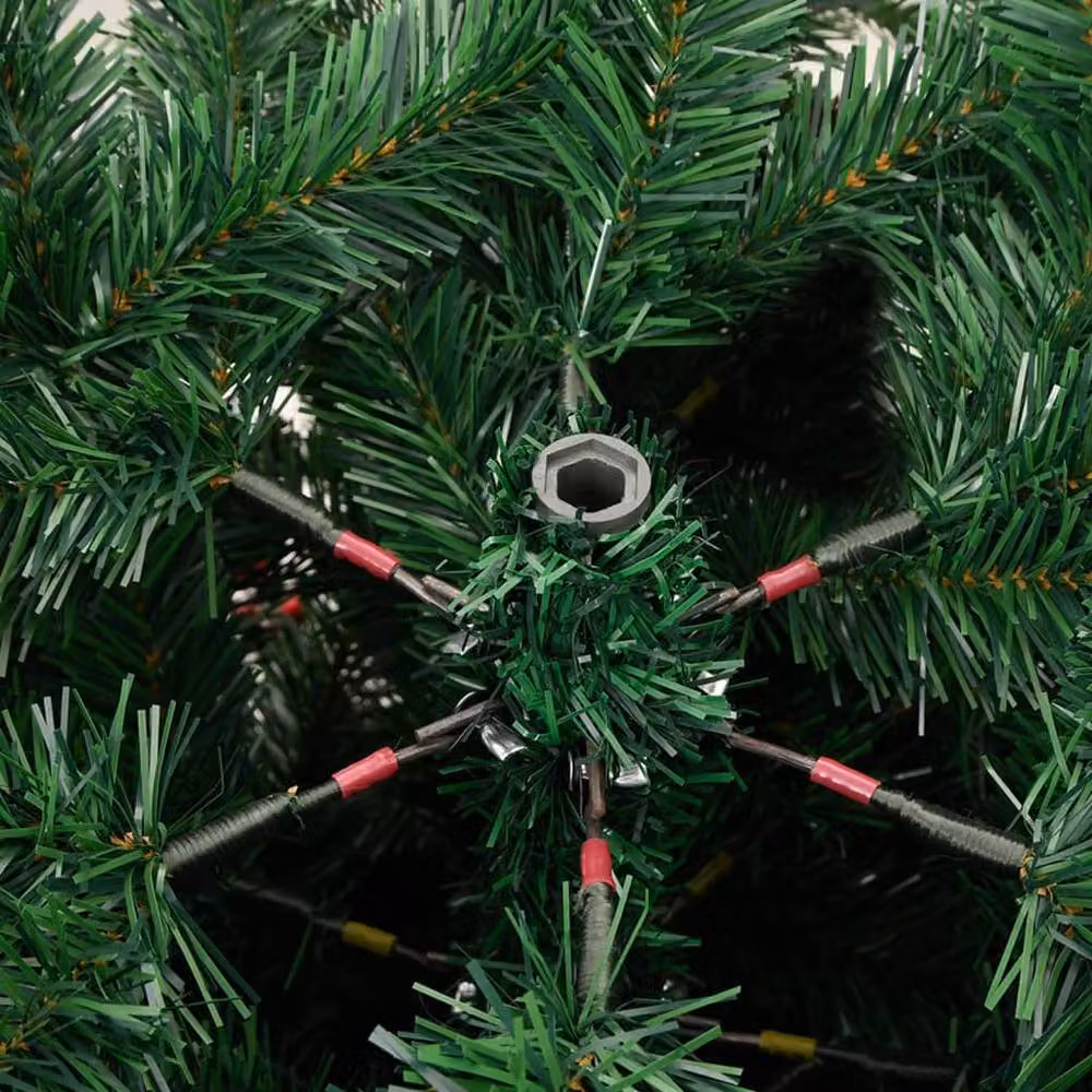 Berkfield Home Beautiful Artificial Hinged Christmas Tree with Cones and Berries in Green, H: 180 cm, W: 120 cm, D: 120 cm – 6