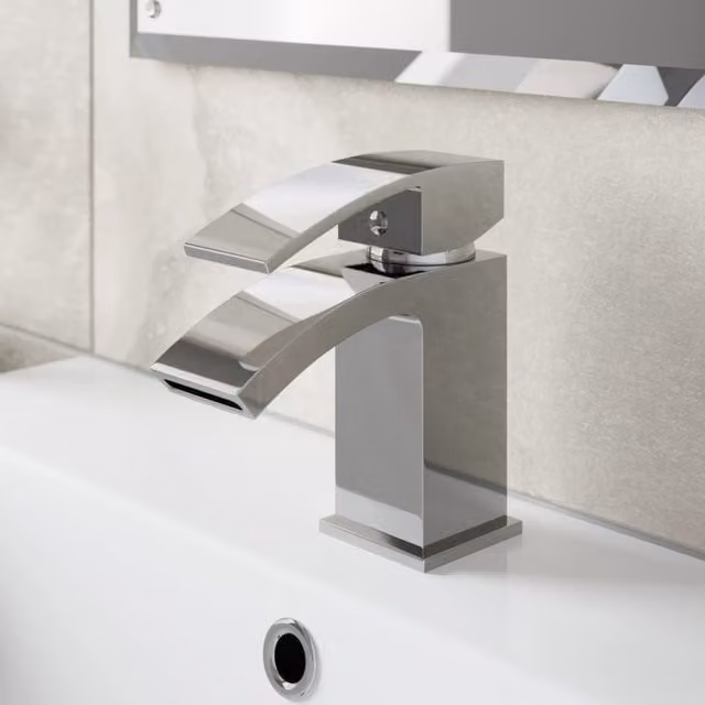 Osmo Chrome Single Lever Basin Mixer Tap with Curved Spout