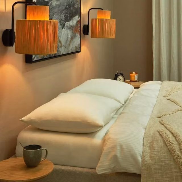 Wyld and Coco Boho Rattan Wall Lamps Set of 2 in Beige and Natural – 1