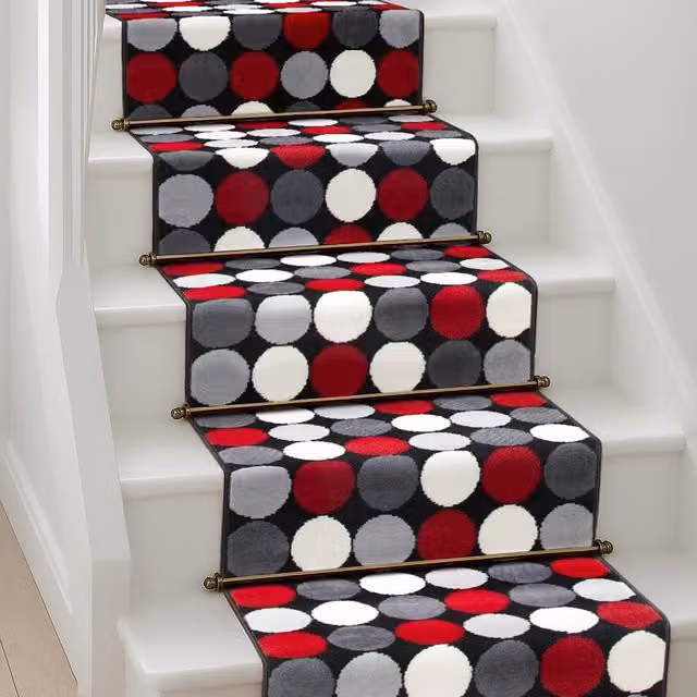 Bravich LTD Modern Spot Print Hallway Runner Rug, Black and Multicolour, W: 60 cm, L: 600 cm